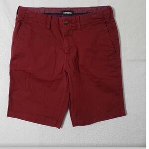Express Chino Shorts Stretch At The Knee 10 Inseam Maroon Red
